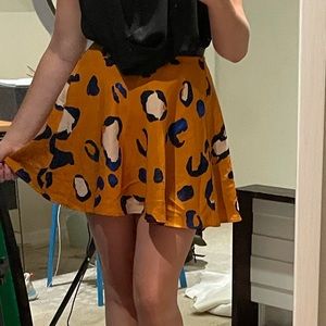 Yellow cheetah print skirt (stretchy waistline)